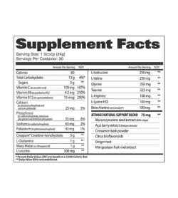 Supplement facts panel of GAT Sport Jet Mass for a serving size of 1 scoop (24 g) with 30 servings per container