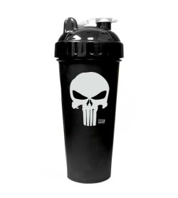 Black bottle with black and white lid of Perfect Shaker Punisher shown in white background