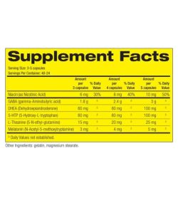 Supplement facts and ingredients panel of Pharmafreak GH Freak for serving size of 3-5 capsules with 40-24 servings per container