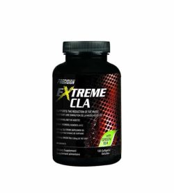 Black bottle with black cap of Precision Extreme CLA with Green Tea contains 120 softgels