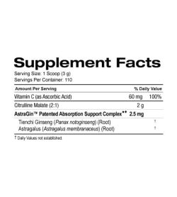 Supplement facts panel of SD Pharmaceuticals Citrulline Malate for serving size of 1 scoop (3 g) with 110 servings per container