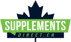 supplements direct logo blue maple leaf with green background