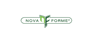 NovaForm complète la police verte du logo avec un fond blanc NF avec un trait vert