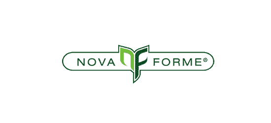 NovaForm supplements logo green font with NF white background with green stroke