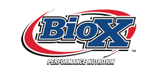 Bio X Performance Nutrition blue writing with rec circle