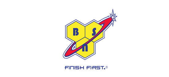 BSN Finish First logo yellow hexagon with red ring