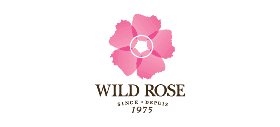 wild rose cleanse detox logo pink rose above text wild rose since depuis 1975 in brown