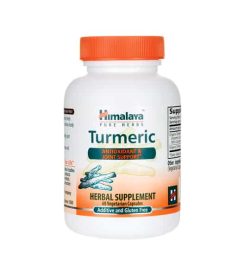 White and orange bottle with orange cap of Himalaya Pure Herbs Turmeric Antioxidant & Joint Support* contains 60 vegetarian capsules