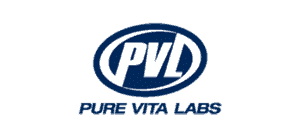 pvl pure vita labs logo círculo azul con fuente pvl blanca