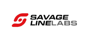 Savage Line Labs logo sarms icône S rouge avec ligne sauvage noire et laboratoires en gris