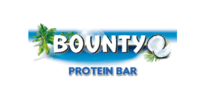 Bounty Protein Bar logo palmiers noix de coco ouvertes