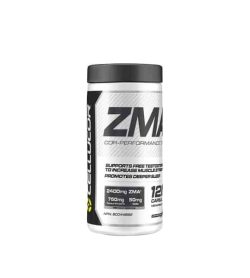 Black and white container with black lid of Cellucor ZMA cor-performance contains 120 capsules