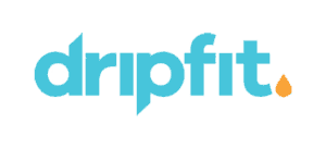 dripfit logo light blue bold font with orange sweat drip