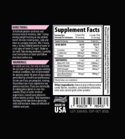 Ingredient panel and supplement facts for Savage Line Labs BCAAs amino acids and nootropics