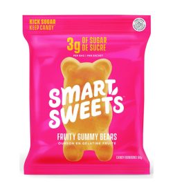 A pink and orange pack of Smart Sweets Fruity Gummy Bears