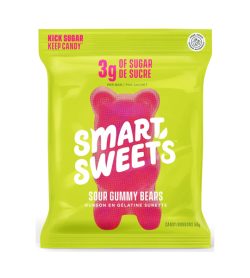 A green and pink pack of Smart Sweets Sour Gummy Bears