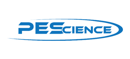 pescience logo blue letters PES in boldwith blue swoop