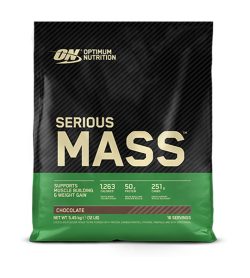 One black and green pouch of Optimum Nutrition–Serious Mass 12lbs chocolate flavour