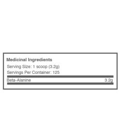 Medicinal ingredients of Ballistic Labs Beta Alanine for serving size of 1 scoop (3.2 g) for 125 servings per container