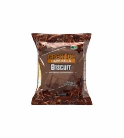 Brown pouch of Grenade Carb Killa Biscuit with Double Chocolate flavour shown in white background