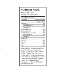 Nutrition facts and ingredients panel of Walden Farms Original BBQ Sauce for serving size 2 tbsp with 12 servings per container