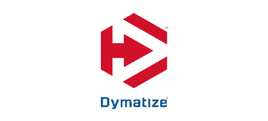 Dymatize logo nutrition red D logo blue dymatize text