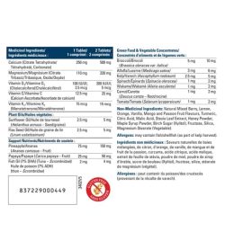 Medicinal ingredients panel of Progressive Kids Complete Calcium 120 chew-tablets