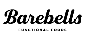 Fuente cursiva negra de Barebells Functional Foods logo