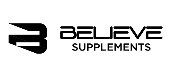 Believe Supplements logo written in black with B symbol