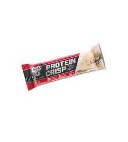 A red and black pouch of BSN Protein Crisp with Vanilla falvour contains 20 g protein, 2 g sugar and gluten free