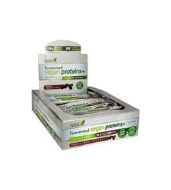 White, green and brown box of Genuine Health Fermented Vegan Proteins+