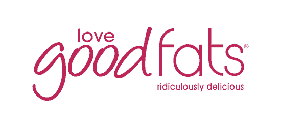 Love Good Fats logo ridiculously delicious thin purple font