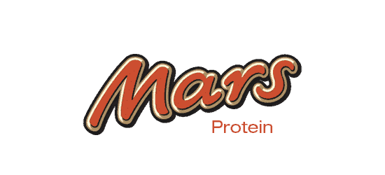 Mars Protein logo chocolate bar protein red curvy letters