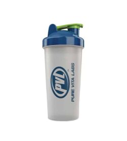 White PVL 800 ml Shaker cup with blue and green lid
