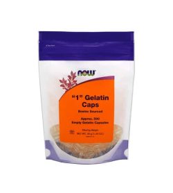 White, orange and blue pouch of NOW 1 Gelatin Caps Bovine Sourced 500 Capsules