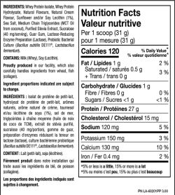 Nutrition fact and ingredients panel of PVL ISOGOLD Vanilla Milkshake 2.27Kg 5lb Per 1 scoop (31 g)