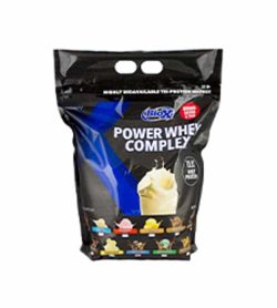 Black and blue pouch of BioX Power Whey Complex contains 10 lbs shows different ice cream flavours on the package