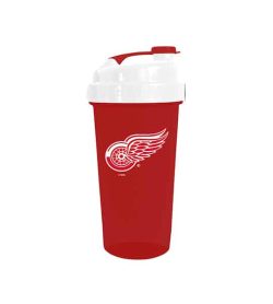 Red cup with white lid in white background Delux NHL shaker cup Detroit Red Wings