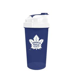 Blue cup with white lid in white background Delux NHL Shaker Cup Toronto Maple Leafs