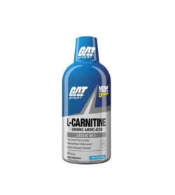 Blue bottle with blue cap of GAT Sport L-Carnitine New Formula 3000 mg amino acid Essentials