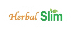Herbal Slim logo orange and green font with white oval background