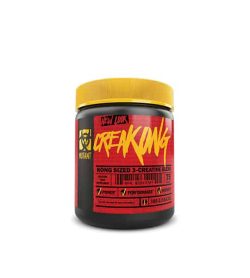 Red and black container with yellow lid of Mutant CreaKONG new look Kong Sized 3-Creatine Blend