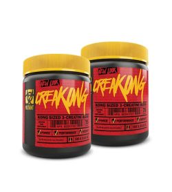 Combo deal 2 Red and Black containers with yellow lids of Mutant CreaKONG new look Kong Sized 3-Creatine Blend