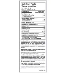 Nutrition facts and ingredients panel of North Coast Naturals Brown Rice Protein for serving size of 3 tbsp (21 g)