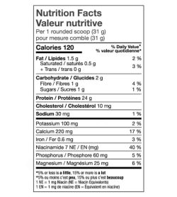 Nutrition facts panel of North Coast Naturals ISO Pro 100 for serving size 1 rounded scoop (31 g)
