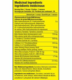 Medicinal Ingredients panel for Pharmafreak Ripped Freak Keto with serving size 1 scoop totalling 30 servings per container