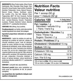 Nutrition facts and ingredient panel for PVL ISOGOLD for serving size 1 scoop (32 g) contains 27g protein