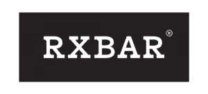 RXBAR logo black rectangle background with transparent letters
