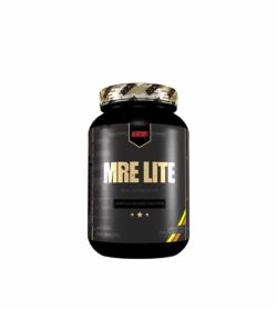 Black bottle with gold graphic cap of Redcon1 MRE Lite animal based protein and real whole food
