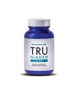 blue tru niagen nad 300mg bottle with white lid for anti aging